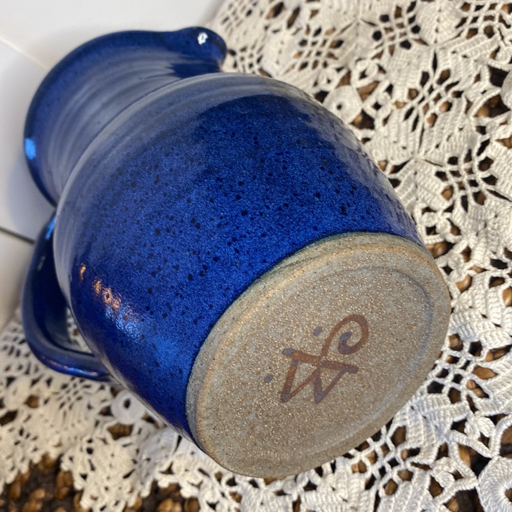 Made in Jerome Arizona Pottery Cobalt Blue Large Pitcher - Picture 7 of 8